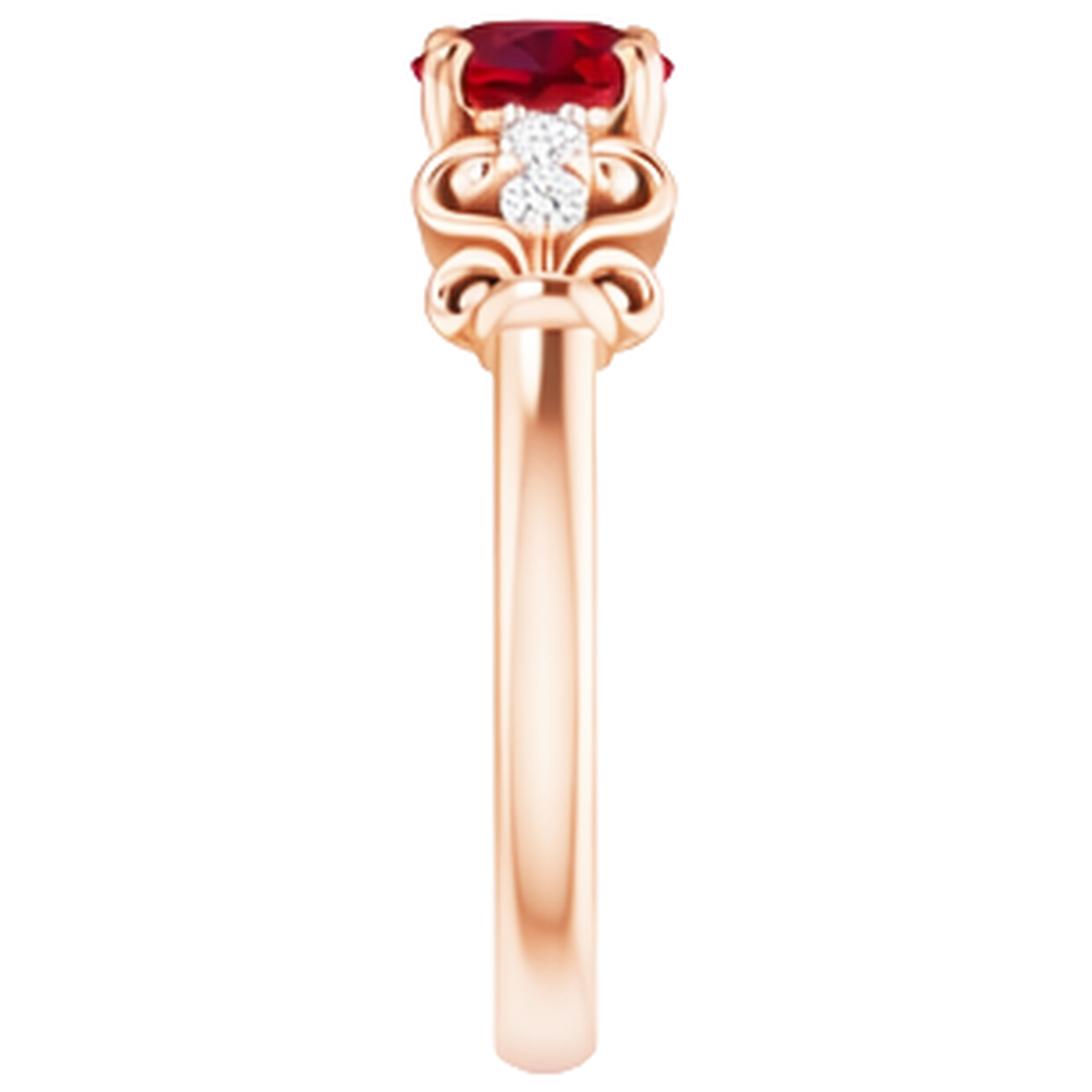Anello con rubino rotondo in oro rosa 14K da 1.40 carati