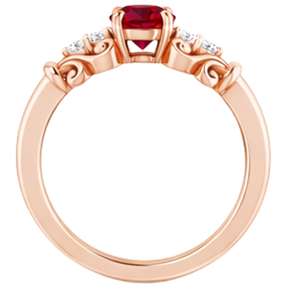 Anello con rubino rotondo in oro rosa 14K da 1.40 carati