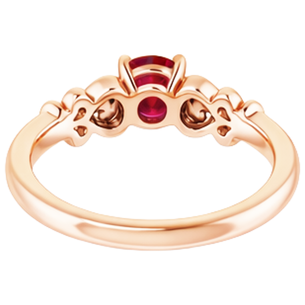 Anello con rubino rotondo in oro rosa 14K da 1.40 carati