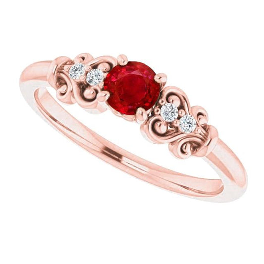 Anello con rubino rotondo in oro rosa 14 carati da 1.40 carati - harrychadent.it
