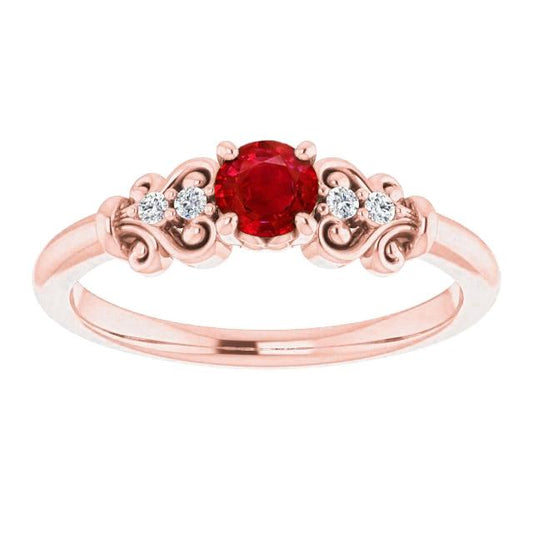 Anello con rubino rotondo in oro rosa 14 carati da 1.40 carati - harrychadent.it