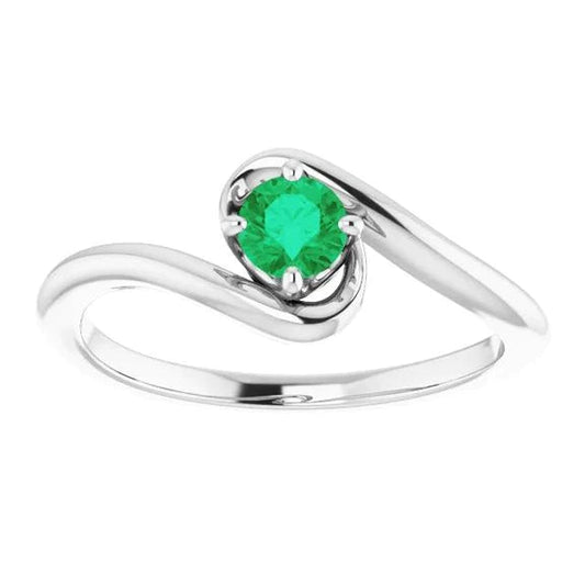 con smeraldo verde a forma libera da 1 carato su montatura in oro bianco 14 k