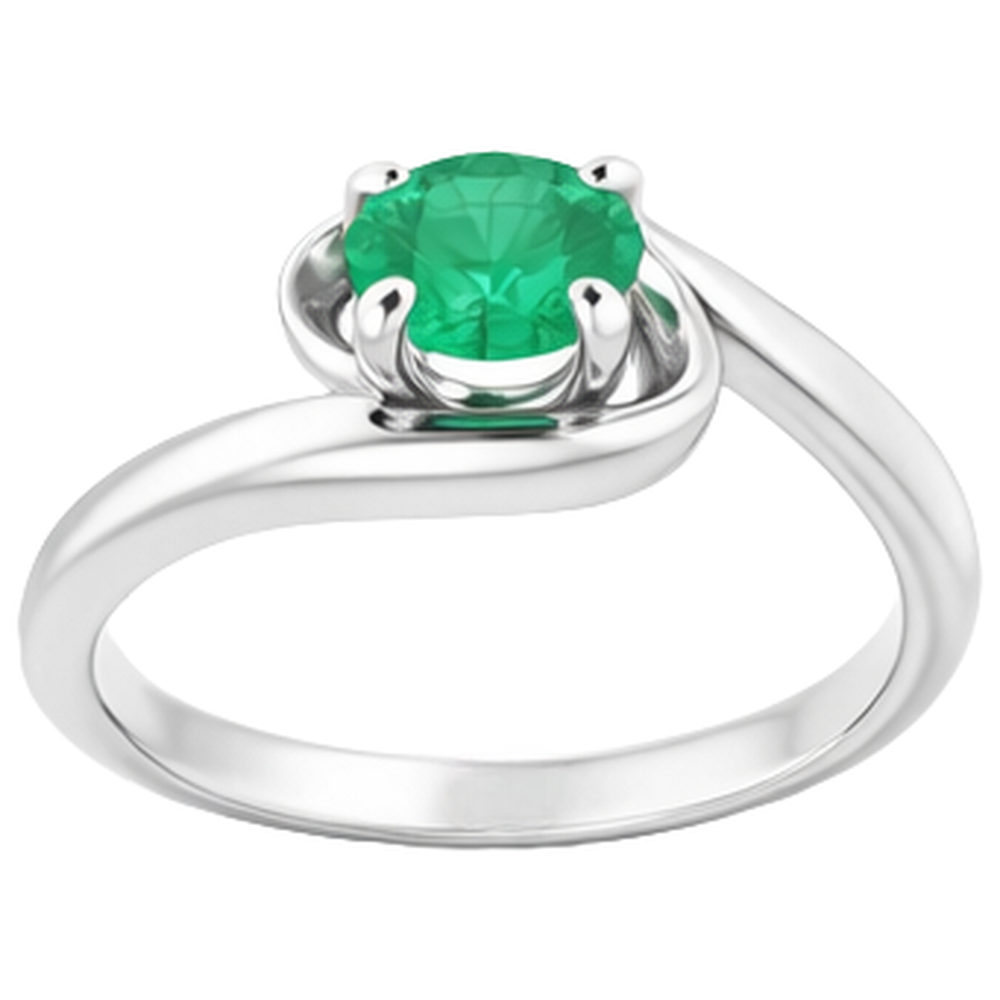 Anello con smeraldo verde a forma libera da 1 carato su montatura in oro bianco 14 k