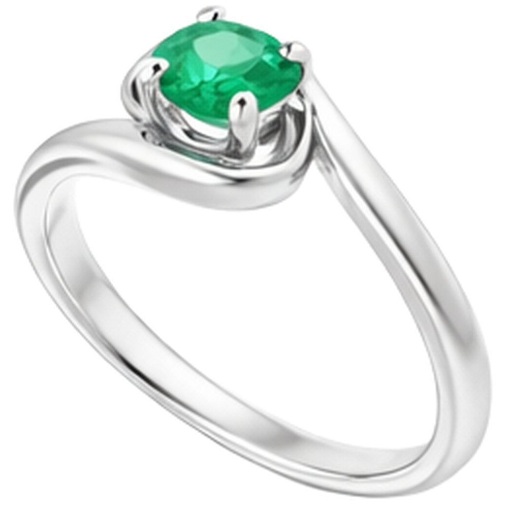 Anello con smeraldo verde a forma libera da 1 carato su montatura in oro bianco 14 k