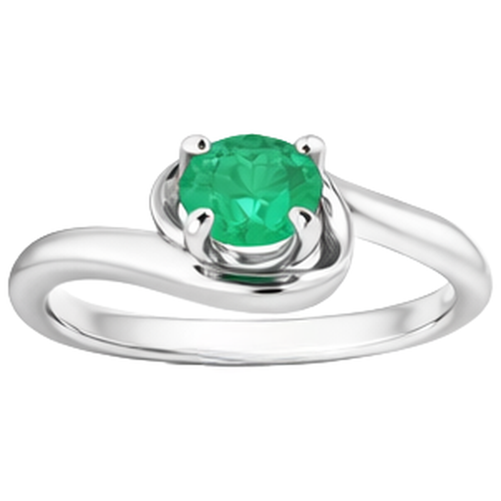 Anello con smeraldo verde a forma libera da 1 carato su montatura in oro bianco 14 k