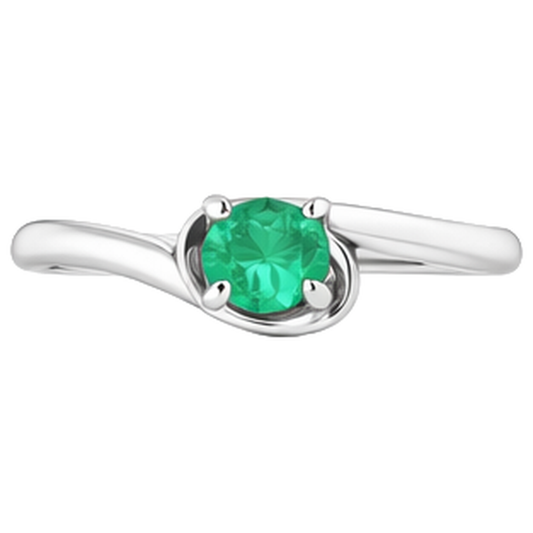 Anello con smeraldo verde a forma libera da 1 carato su montatura in oro bianco 14 k