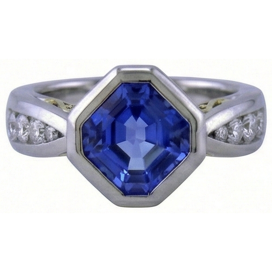 Anello con tanzanite color smeraldo in oro bicolore con castone da 3,75 carati