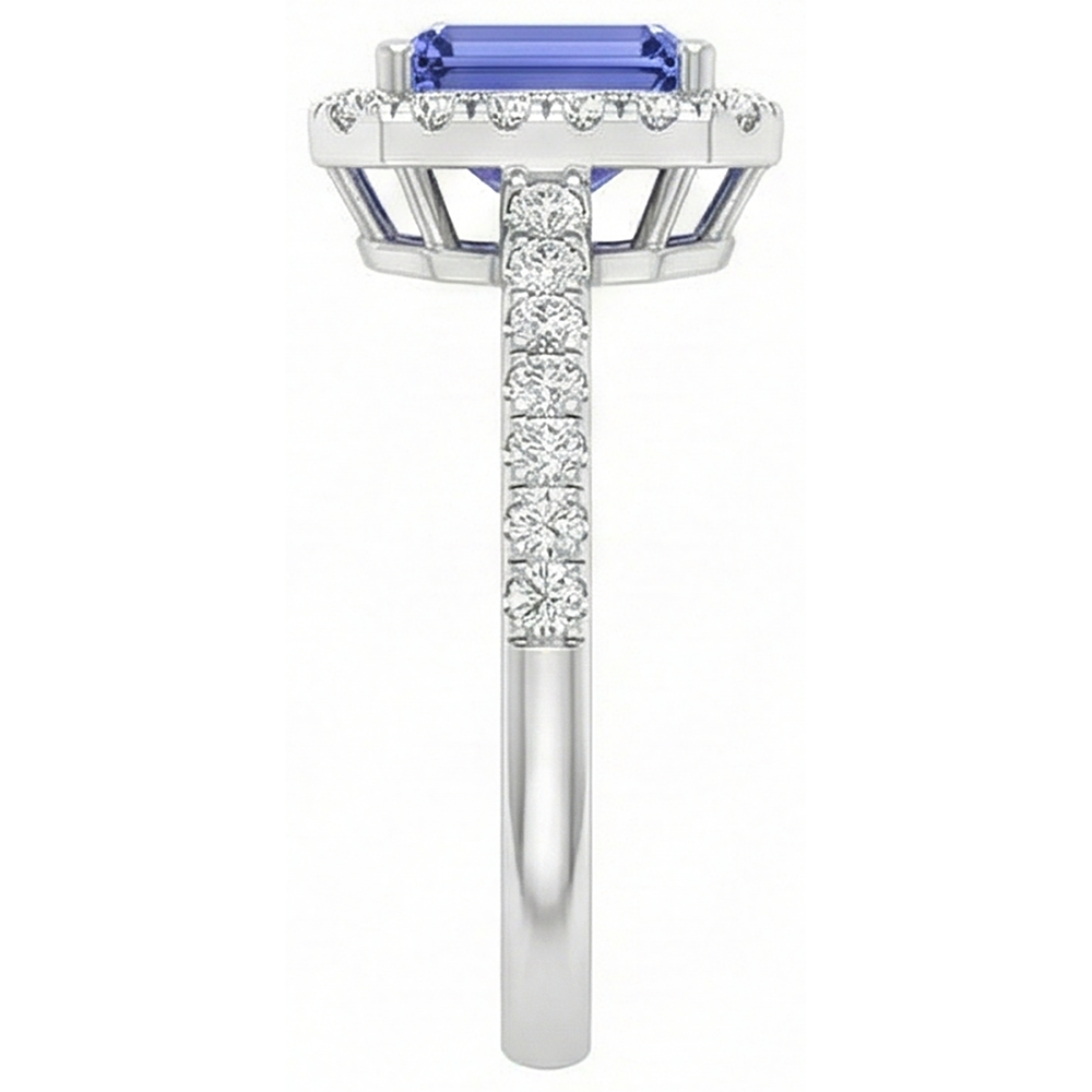 Anello con tanzanite e diamanti da 11.75 ct Nuovo oro bianco 14K