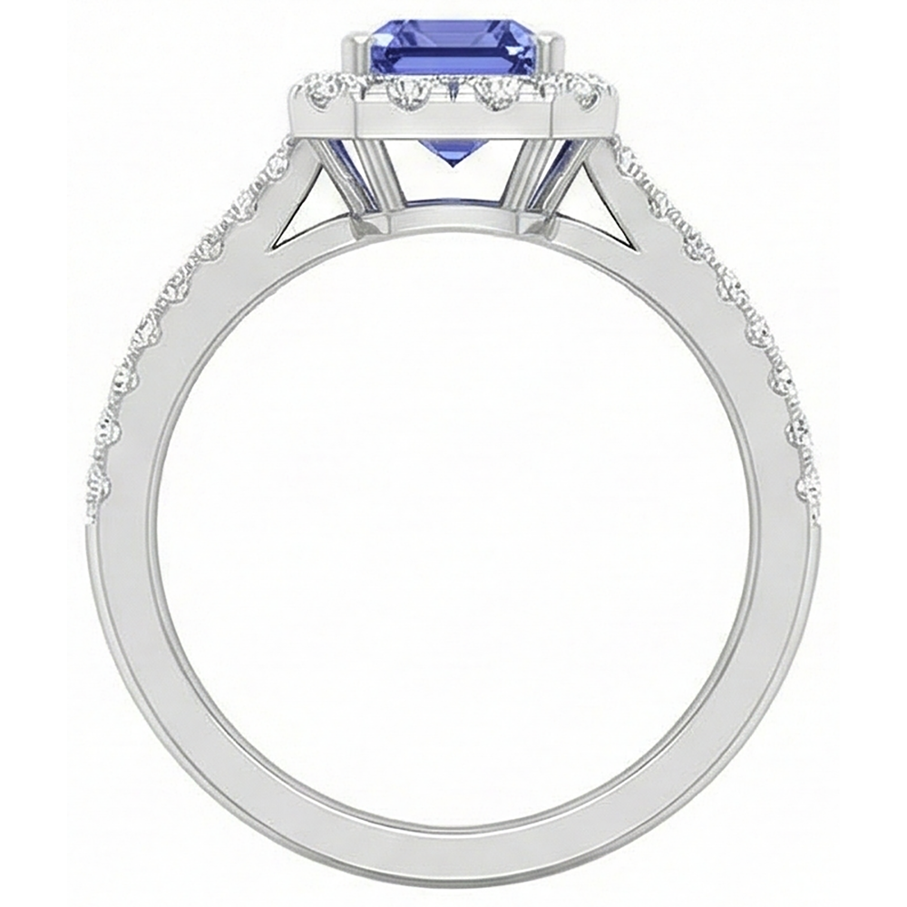 Anello con tanzanite e diamanti da 11.75 ct Nuovo oro bianco 14K