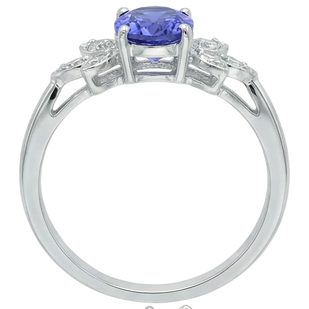 Anello con tanzanite e diamanti da 2,05 carati in oro bianco 14K