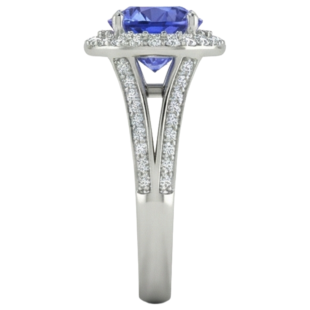 Anello con tanzanite in oro bianco 14K 3.75 carati con diamanti