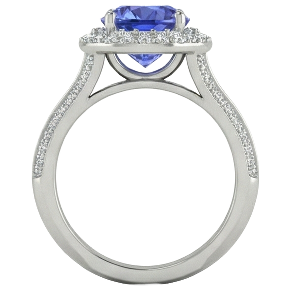 Anello con tanzanite in oro bianco 14K 3.75 carati con diamanti