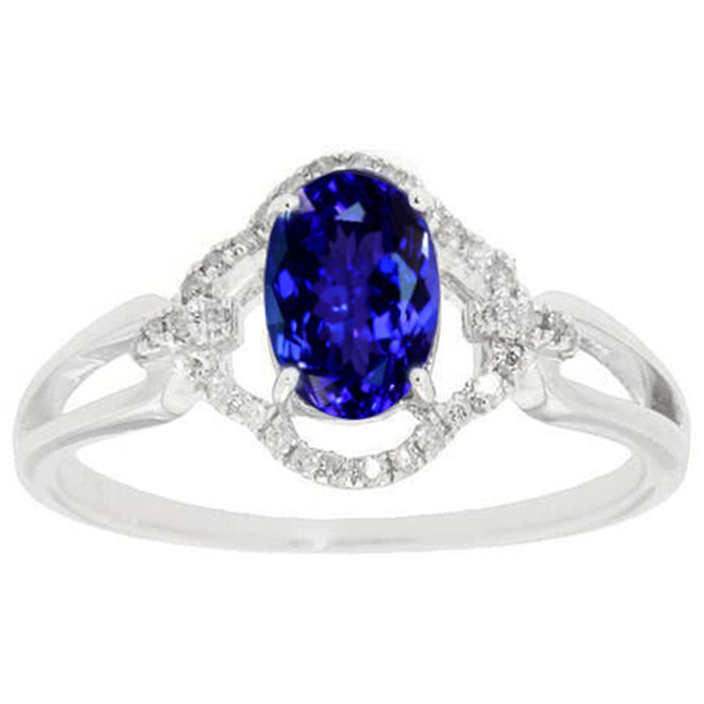Anello con tanzanite in oro bianco 14K 6.70 carati con diamanti