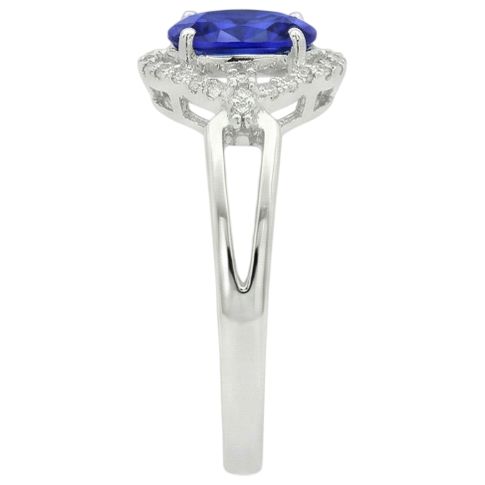 Anello con tanzanite in oro bianco 14K 6.70 carati con diamanti