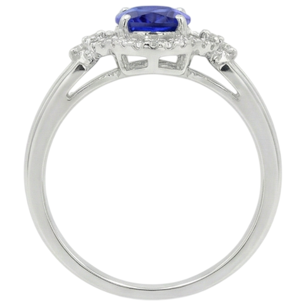 Anello con tanzanite in oro bianco 14K 6.70 carati con diamanti