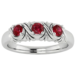 Anello con tre pietre Gioielli da donna con rubini stile antico 0.60 carati