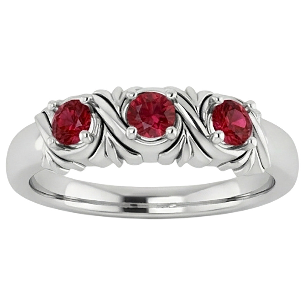 Anello con tre pietre Gioielli da donna con rubini stile antico 0.60 carati
