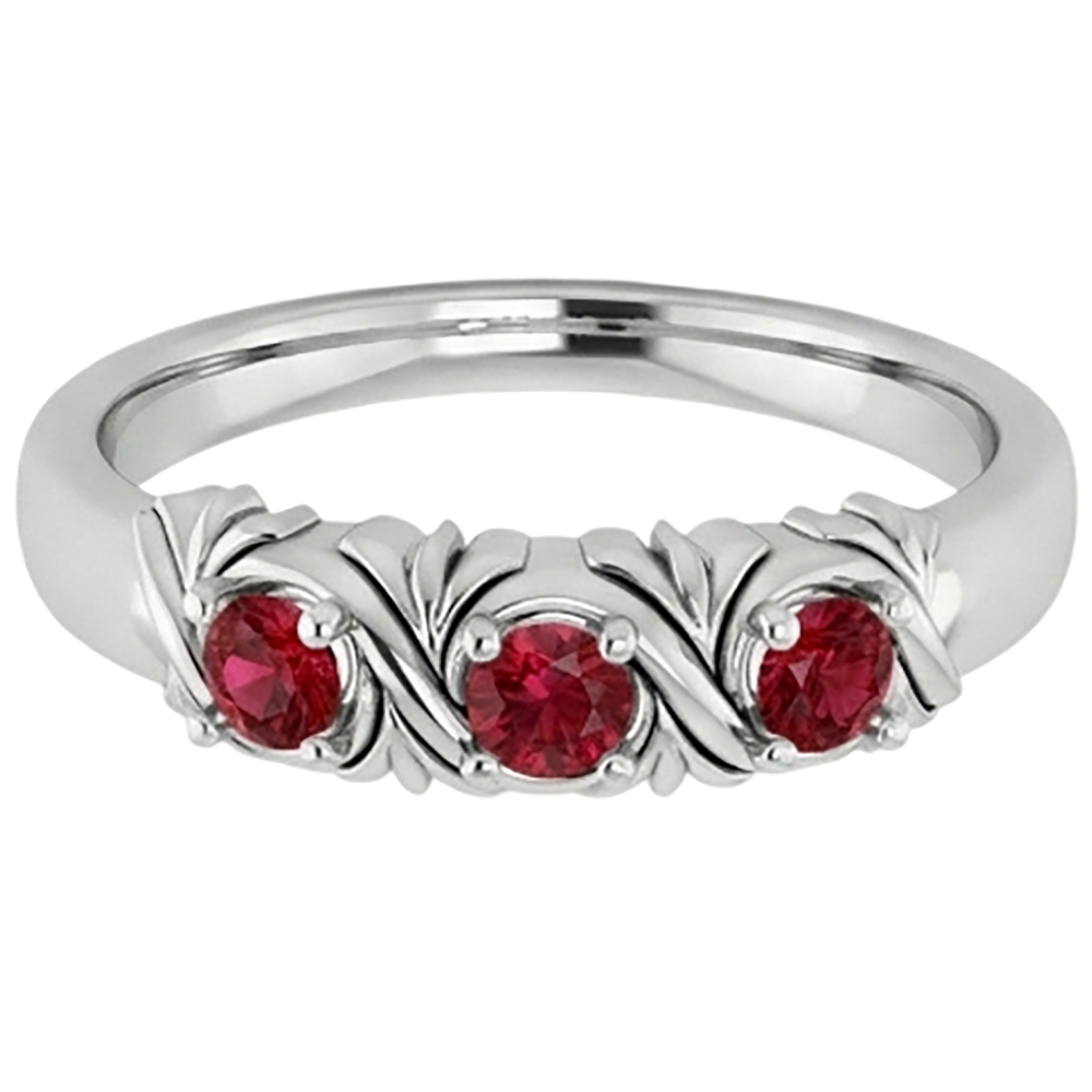 Anello con tre pietre Gioielli da donna con rubini stile antico 0.60 carati
