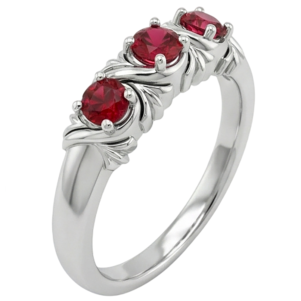Anello con tre pietre Gioielli da donna con rubini stile antico 0.60 carati