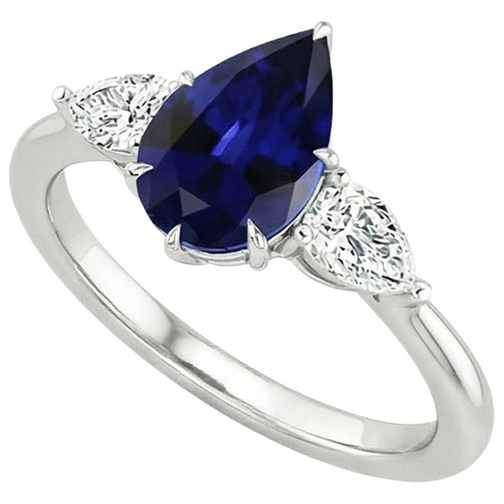 vero pear diamante 6.75carati anello vista frontale
