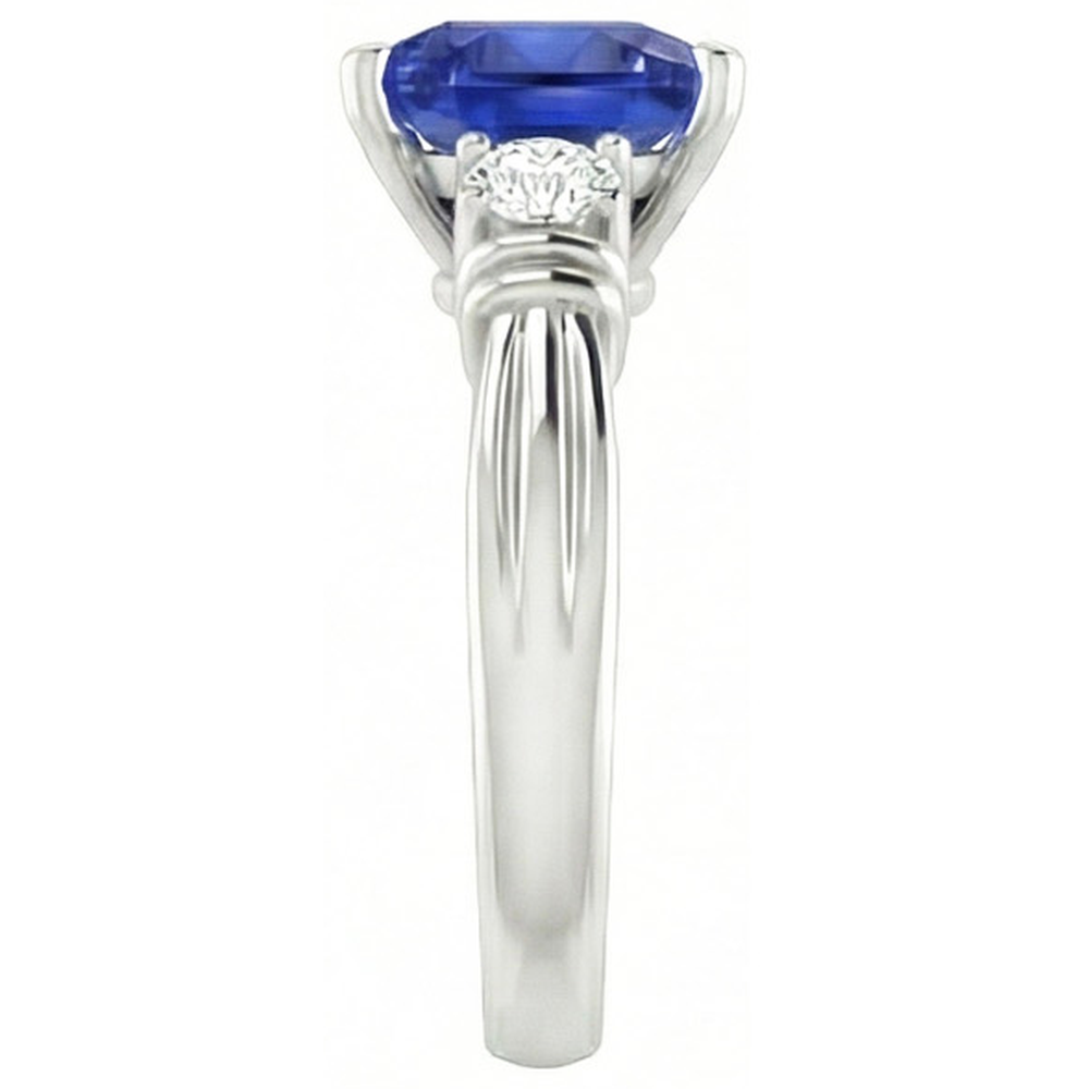 Anello con tre pietre di diamante rotondo Zaffiro di Ceylon Trilioni 1.75 carati