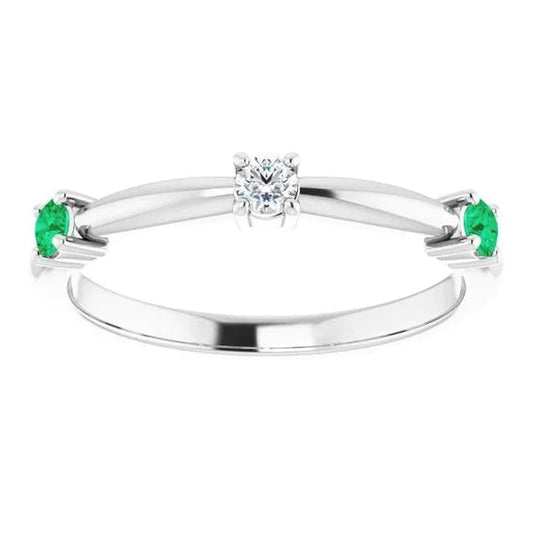 Anello con tre pietre di diamanti 0.90 carati Gioielli smeraldo colombiano