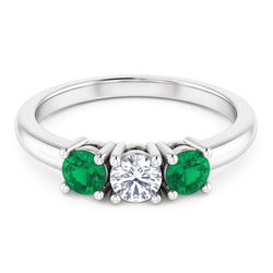 Anello con tre pietre di diamanti da 0,60 carati con montatura a 4 punte con gioielli da donna in oro bianco 14K