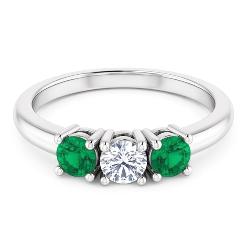 Anello con tre pietre di diamanti da 0,60 carati con montatura a 4 punte con gioielli da donna in oro bianco 14K