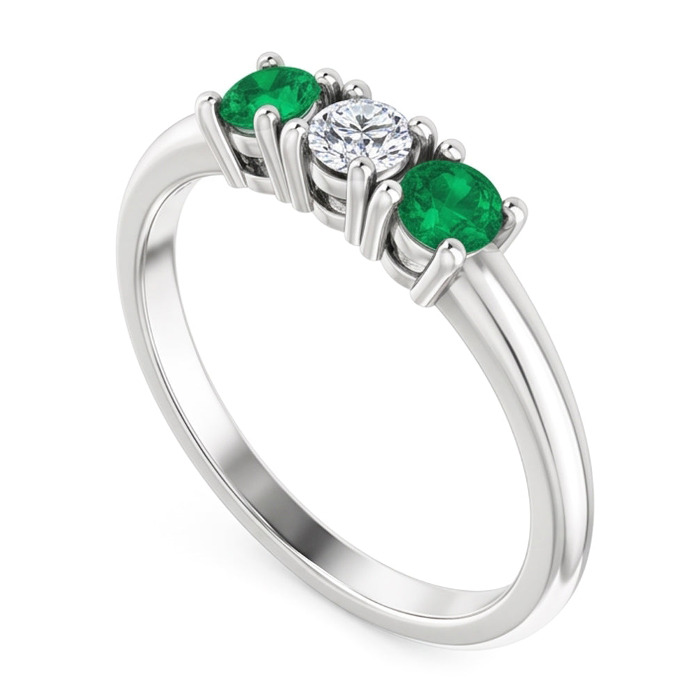 Anello con tre pietre di diamanti da 0,60 carati con montatura a 4 punte con gioielli da donna in oro bianco 14K