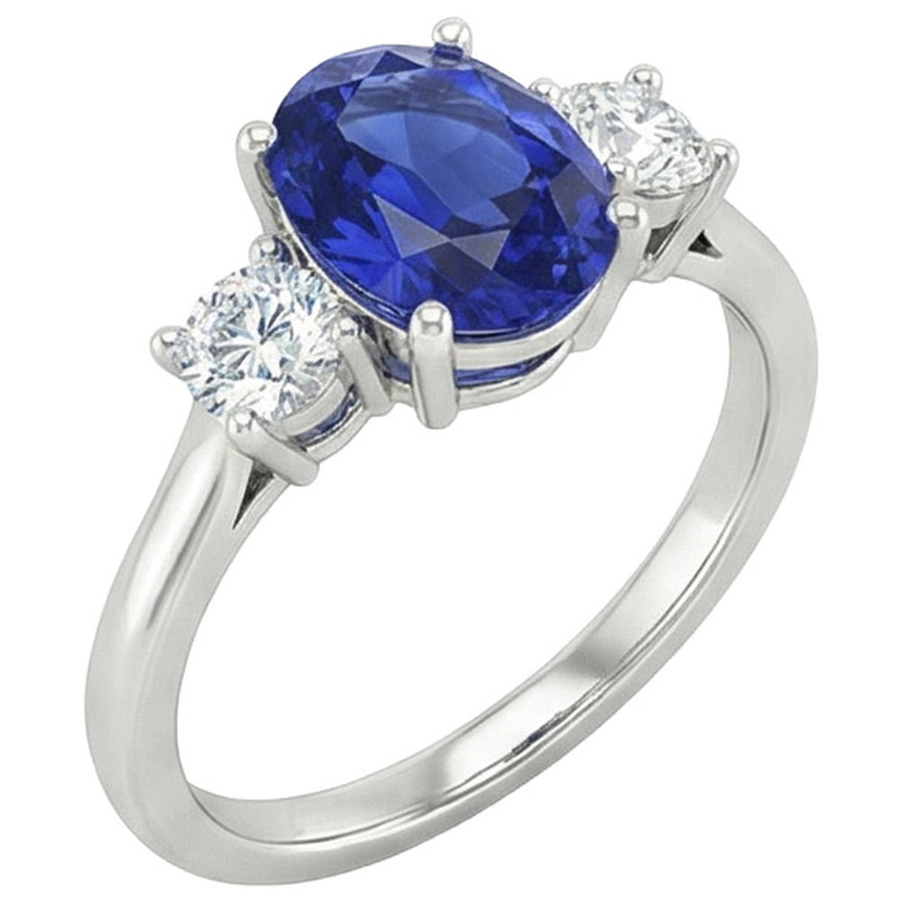 vero oval diamante 4.75carati anello vista frontale