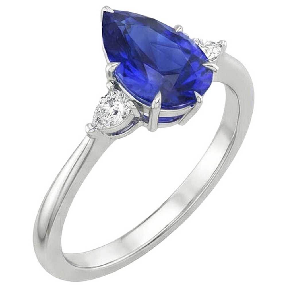 vero pear diamante 4.25carati anello angolo laterale