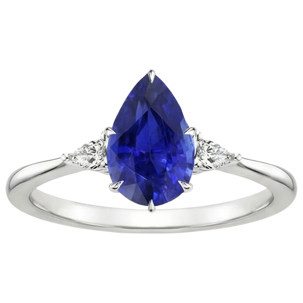 vero pear diamante 4.25carati anello vista dall'alto