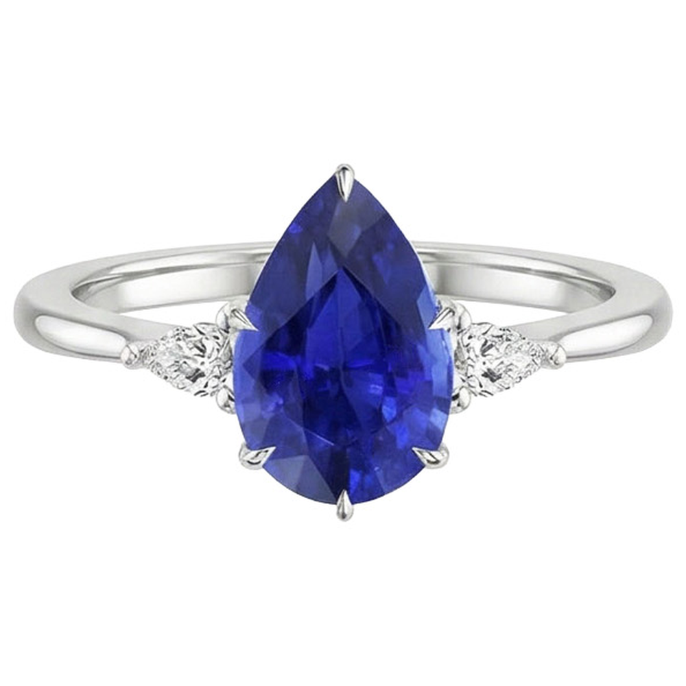 vero pear diamante 4.25carati anello vista di profilo