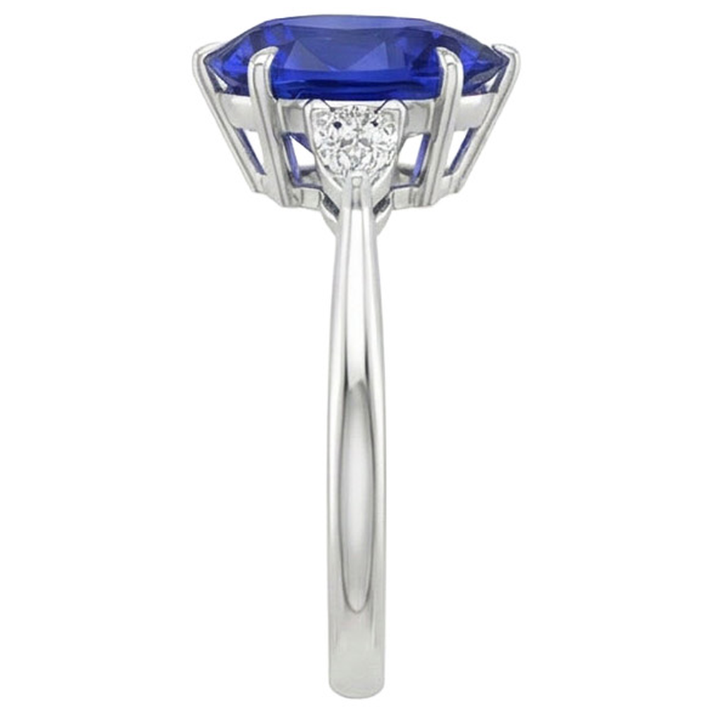 vero pear diamante 4.25carati anello su bianco
