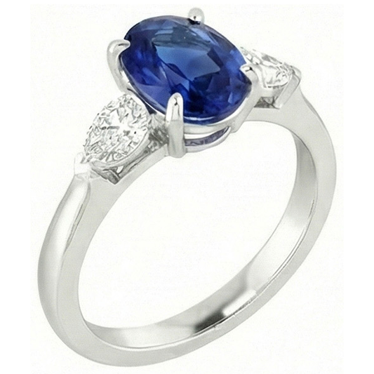 vero oval diamante 3carati anello angolo laterale