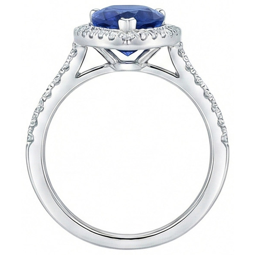 vero pear diamante 3.25carati anello vista di profilo