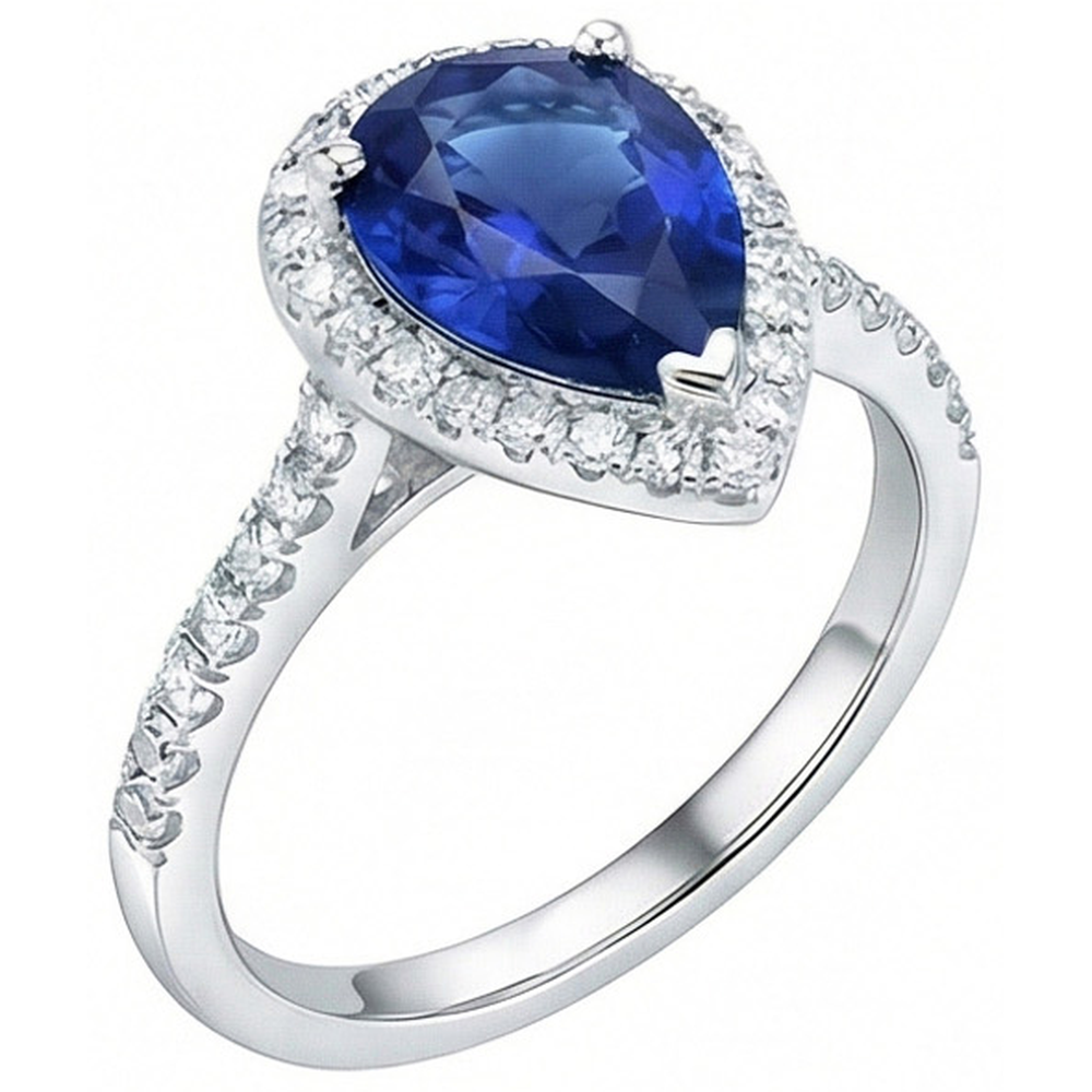 vero pear diamante 3.25carati anello vista frontale