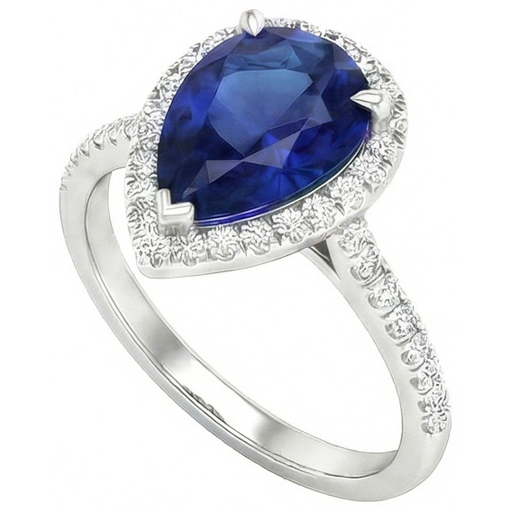 vero pear diamante 3.25carati anello dettaglio ravvicinato