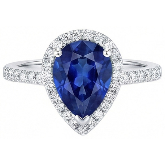 vero pear diamante 3.25carati anello angolo laterale