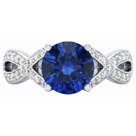vero round zaffiro 3carati anello angolo laterale