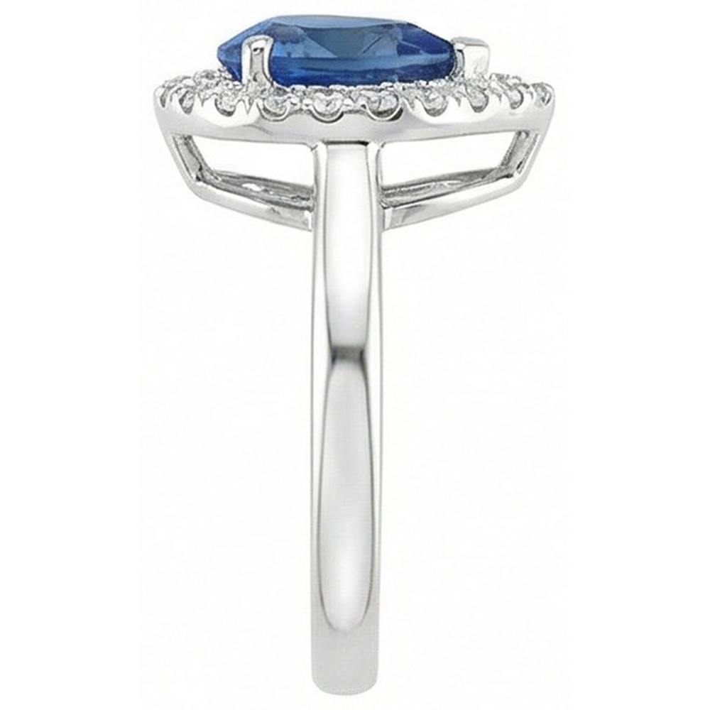 vero pear diamante 3.30carati anello vista di profilo