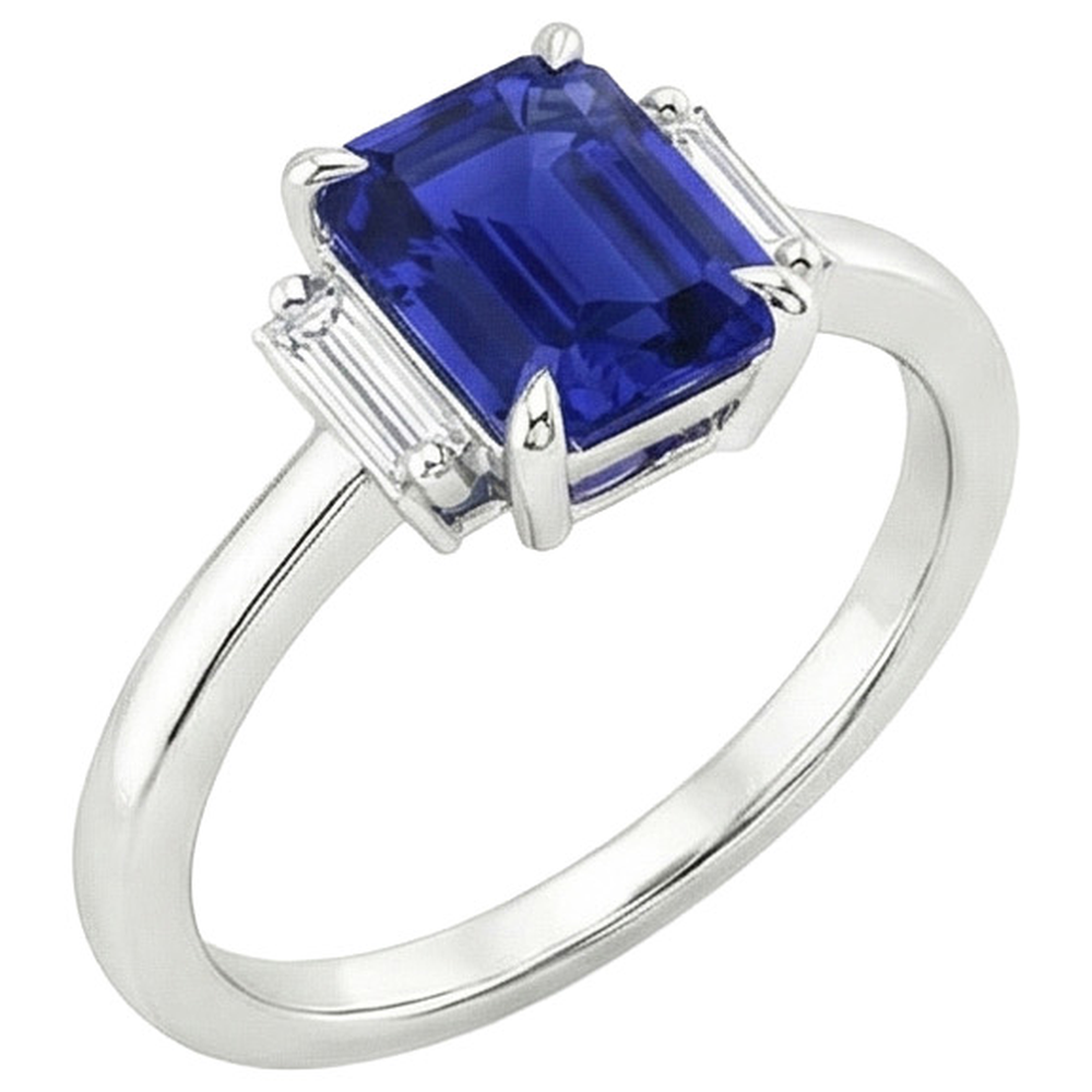 vero baguette diamante 2.50carati anello angolo laterale