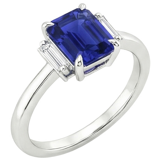 vero baguette diamante 2.50carati anello angolo laterale