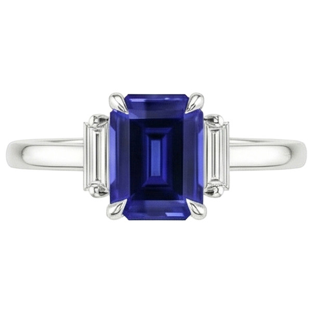 vero baguette diamante 2.50carati anello dettaglio ravvicinato
