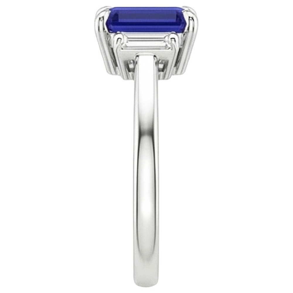 vero baguette diamante 2.50carati anello vista di profilo