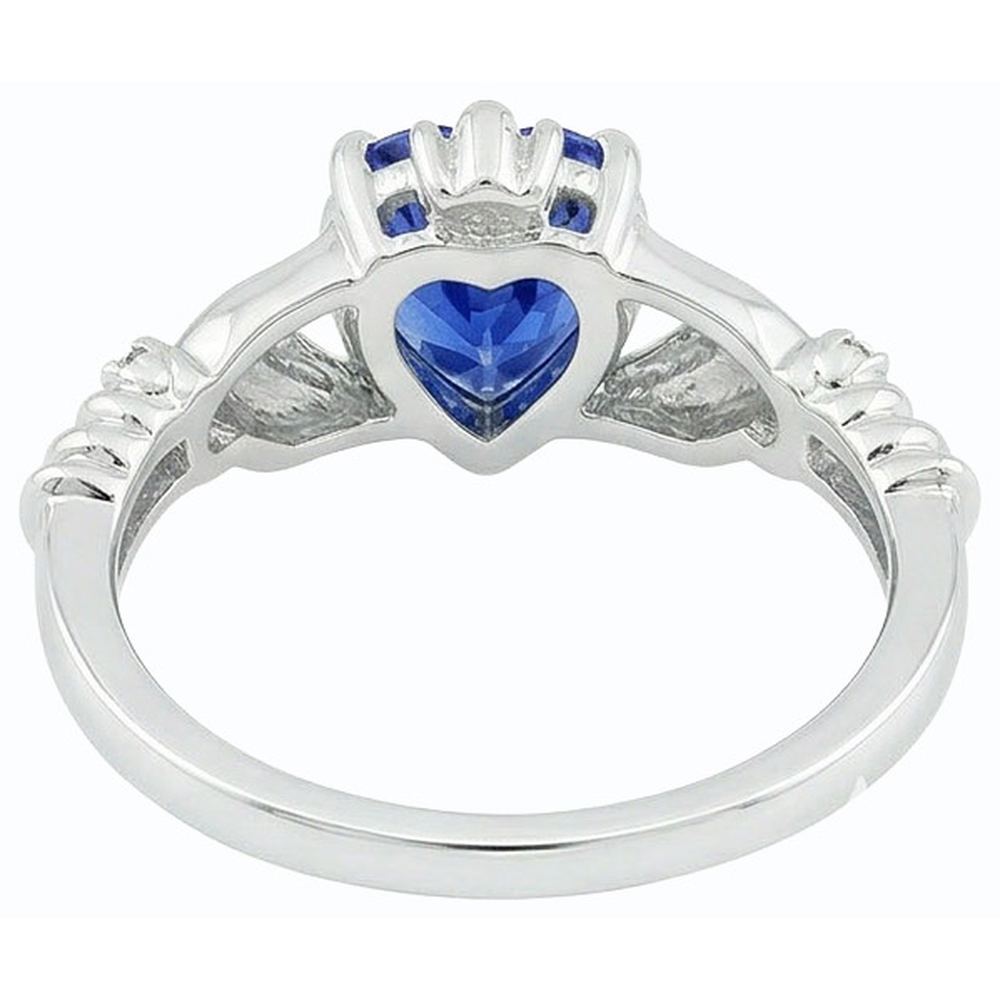 Anello con zaffiro azzurro a forma di cuore con diamante. 2 carati. gioielli da donna