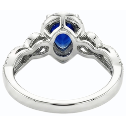 Anello con zaffiro blu 4 carati e diamanti in oro bianco 14K
