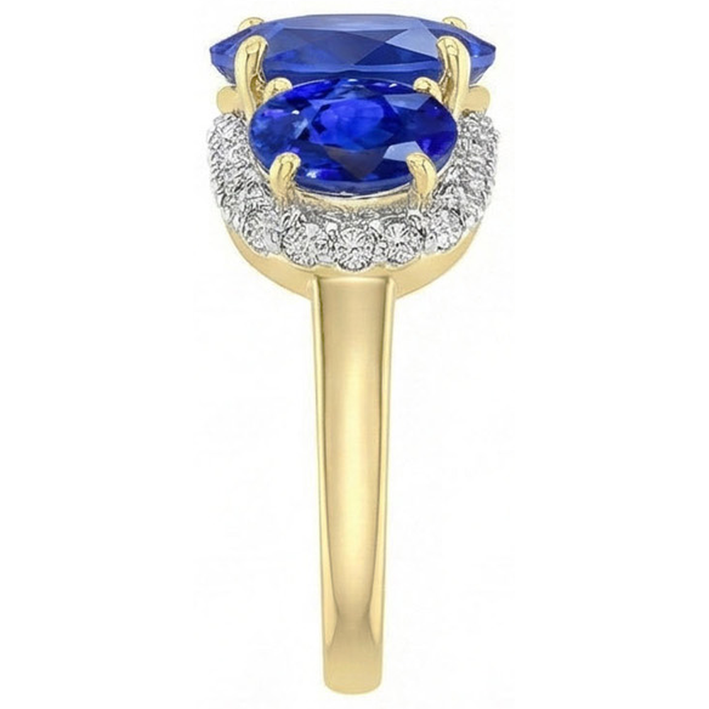 vero oval diamante 6carati anello vista di profilo