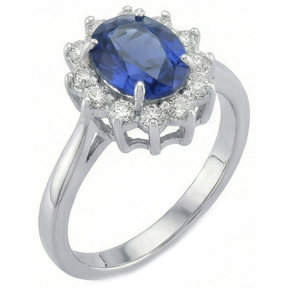 Anello con zaffiro blu di Ceylon. gioielli con diamanti da 4.70 carati