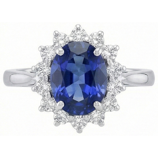 Anello con zaffiro blu di Ceylon. gioielli con diamanti da 4.70 carati